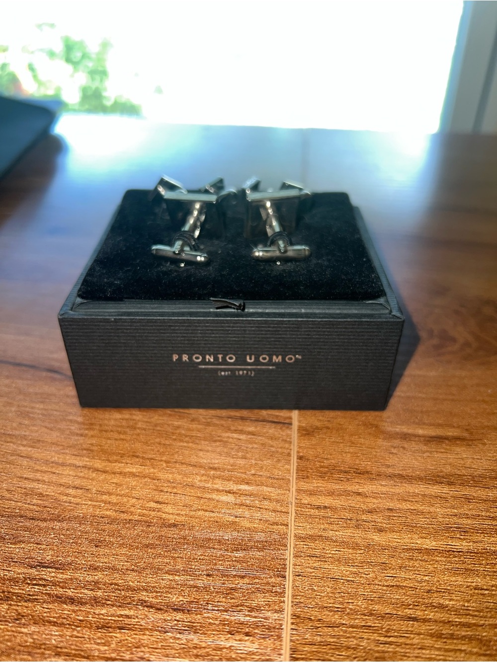 Pronto Uomo Silver T-Bar Metal Cufflinks